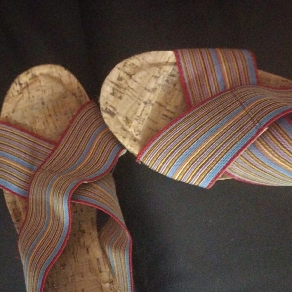 Cato Red and Orange Wedge Sandals​​ - Picture 2 of 4